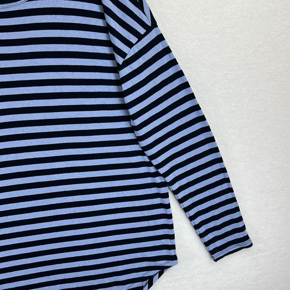 Lou & Gray Womens Top Sz L Blue Striped Rayon Blend Knit Scoop Neck Long Sleeves - Picture 5 of 11